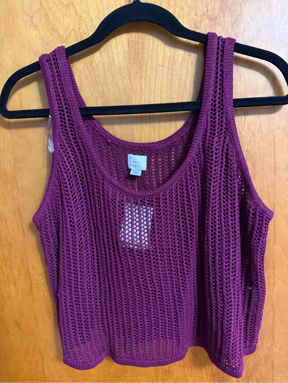 a new day Open-Knit Plum Tank Top